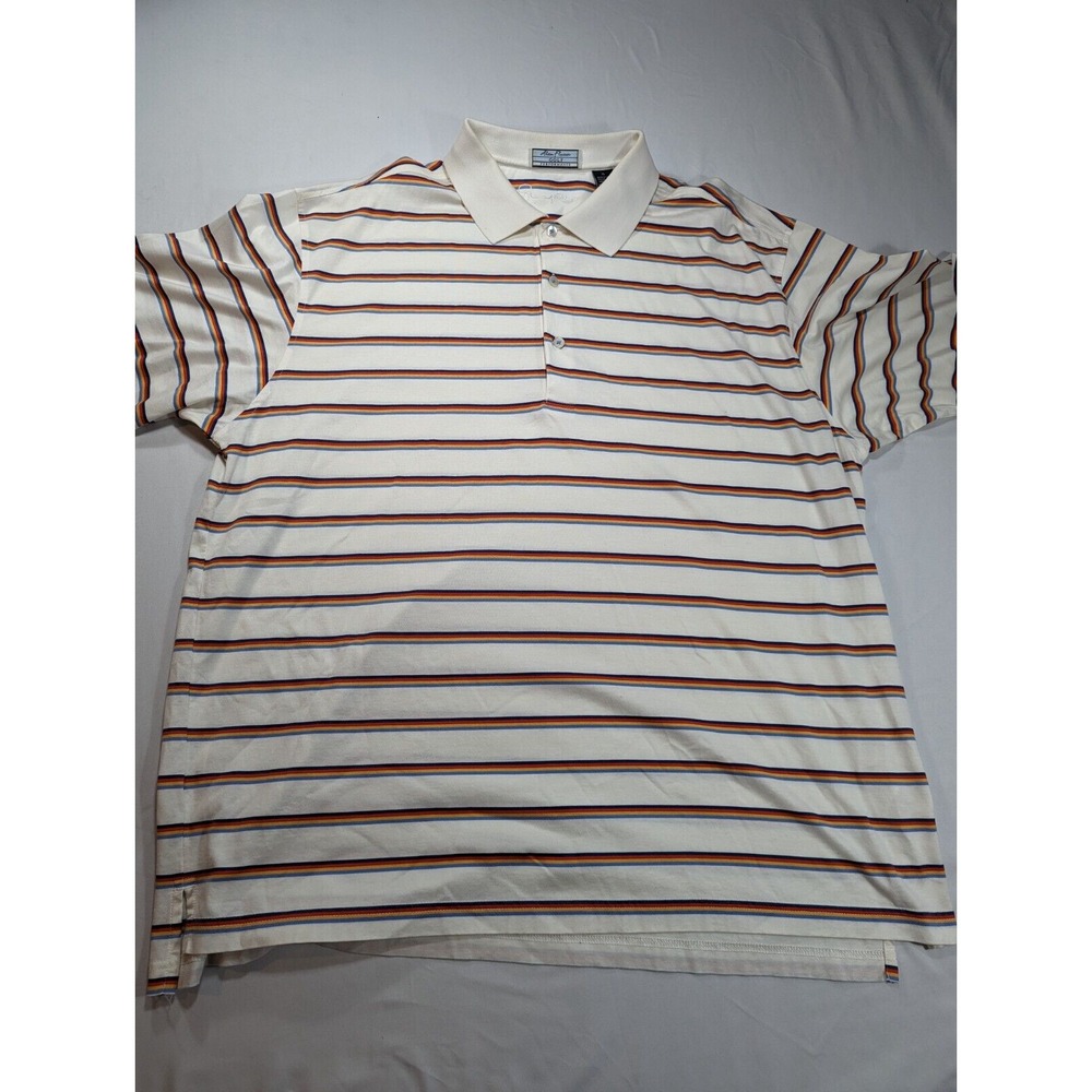 Alan Flusser Golf Cotton US GROWN Polo Men's X-Large 4 Striped Excellent